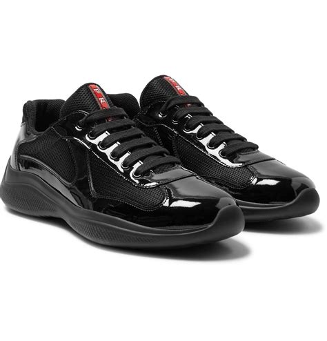 mens black patent leather prada sneakers|prada patent leather sneakers men.